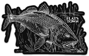 Flats Town Blackout "Crabby Redfish" Fly Art Decal | Musky Town