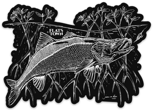 Flats Town Blackout "Snook in the Mangroves" Fly Art Decal