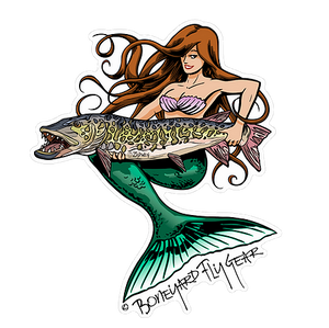 Boneyard Fly Gear 5" x 6" Mermaid Musky Decal | Musky Town