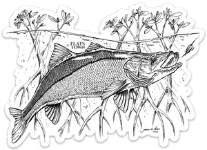 Flats Town "Snook in the Mangroves" Fly Art Decal | Musky Town